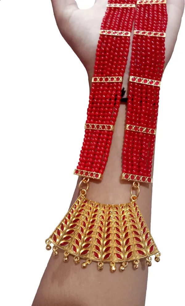 Assamese_Traditional_Gold_Plated_Red_Colour_Combo_Jewellery_Set_For_Women
